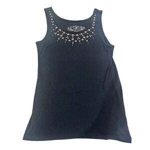 GreenSource Women's M Black Knit Scoop Neck Studded Sleeveless Tank Top